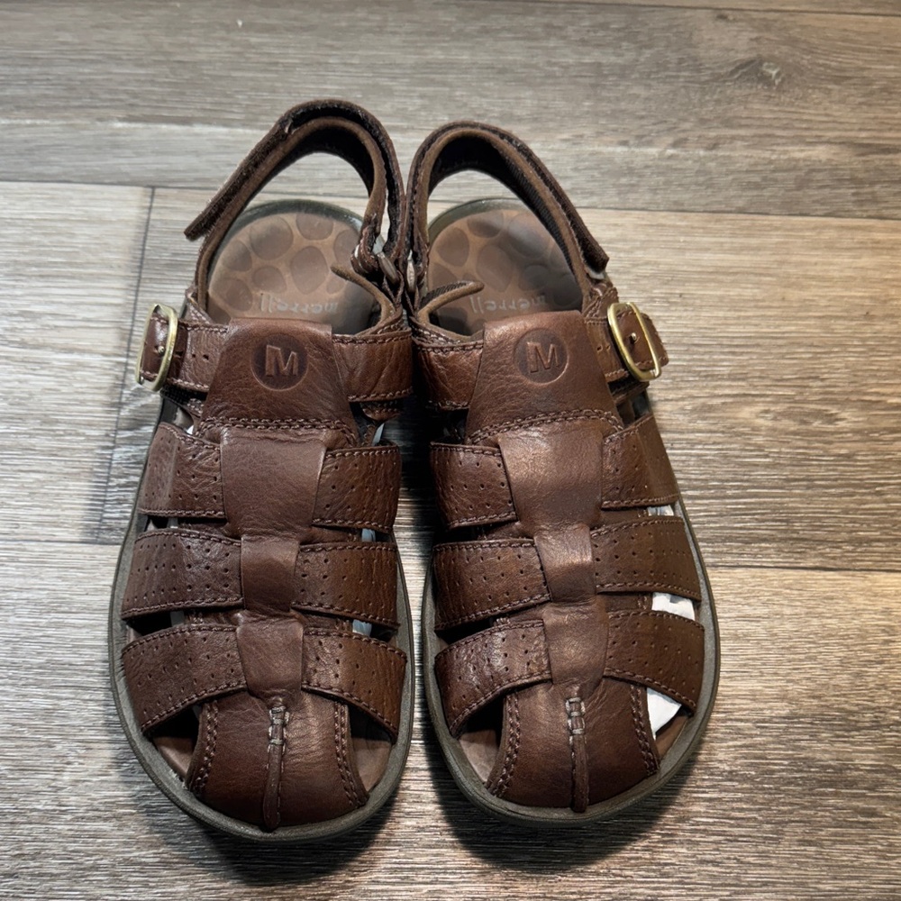 Merrell Brown Leather Sandals men’s size 11 (s192)